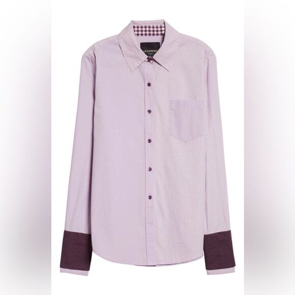 NWOT Le Superbe Ex-Boyfriend Double Cuff Button Down Shirt in Lavender Fields 0 - Picture 3 of 16